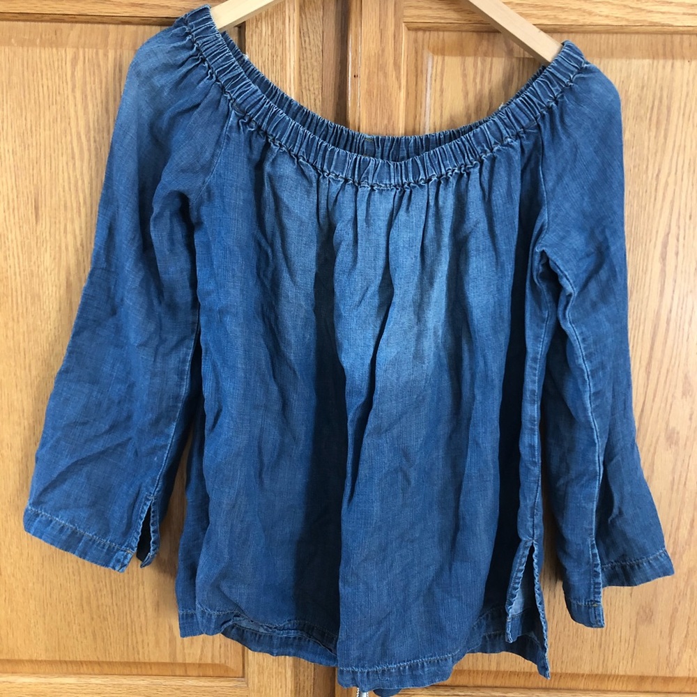 Cloth & Stone Tencel Denim Off- Shoulder Top